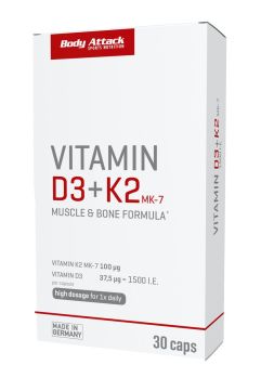 Body Attack Vitamin D3 + K2 Caps - 30 Kapseln Body Attack Vitamin D3 + K2 Caps - 30 Kapseln