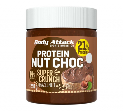 Body Attack - Protein Nut Choc Hazelnut Super Crunch Aufstrich - 250g Body Attack - Protein Nut Choc Hazelnut Super Crunch Aufstrich - 250g