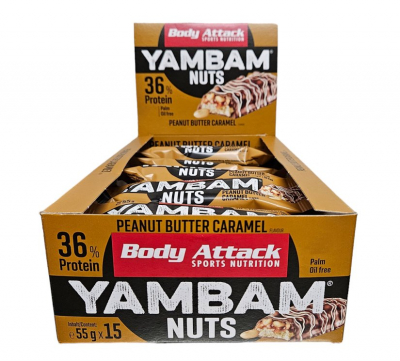 Body Attack  - YamBam NUTS Riegel - Karton 15 x 55g