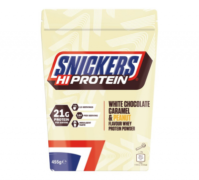 Snickers - Hi Protein White Chocolate Caramel Peanut Powder - 455g MHD 08/2025